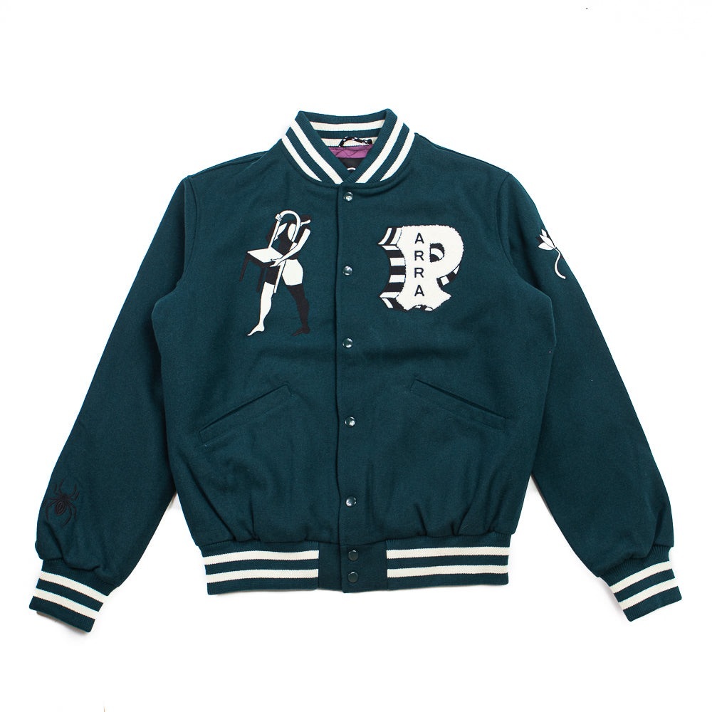 PARRA CLOUDY STAR VARSITY JACKET (PINE GREEN) XL